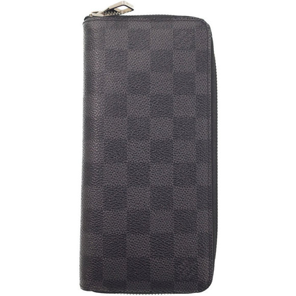 Louis Vuitton Black Long Wallet Zippy Graphite Damier Vertical Zip - Picture 1 of 5